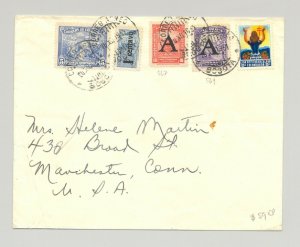 Colombia 1951 Airmail cover, Bogota CDS to Manchester, CT