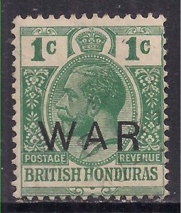 British Honduras 1915 KGV 1ct Green Ovpt WAR used SG 119 ( B1413 )