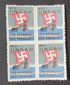 DNSAP Stamp Blocks Denmark Danish Nazi party block MNH WW2 WWII Germany German