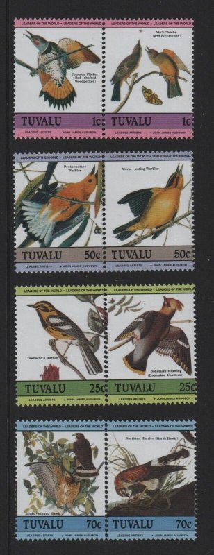 Thematic stamps tuvalu 1985 audubon birds 301/8 mint