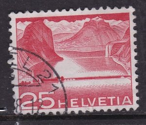 Switzerland 1949 Lake Lugano + Melide Railway causeway 25c Fine Used SG 515 VGC