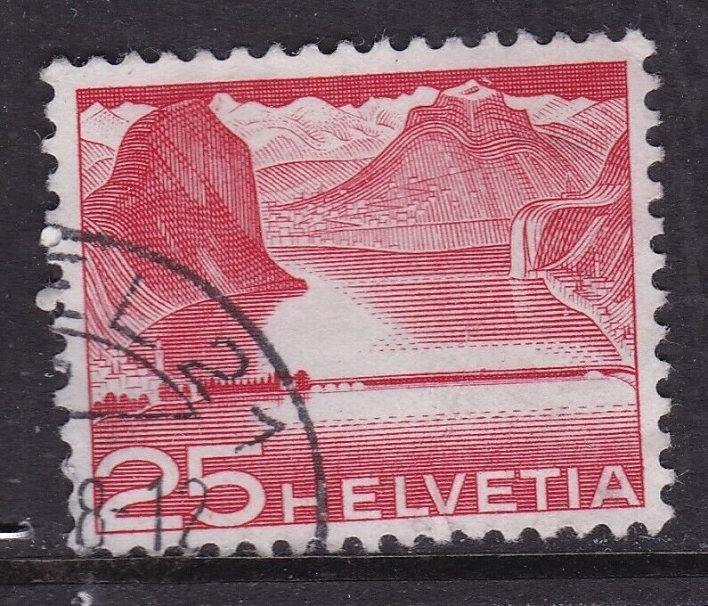 Switzerland 1949 Lake Lugano + Melide Railway causeway 25c Fine Used SG 515 VGC