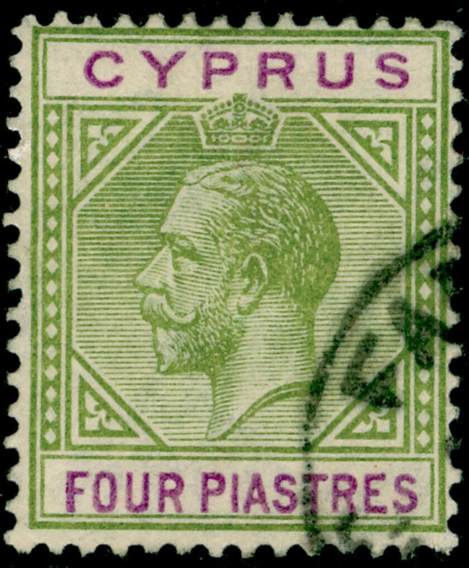 CYPRUS SG95, 4pi olive-green & purple, FINE USED. Cat £25.