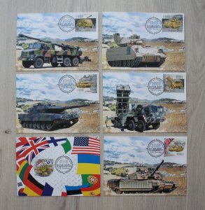 2023 war in Ukraine MaxiCards with stamps Weapons of Victory World with Ukraine