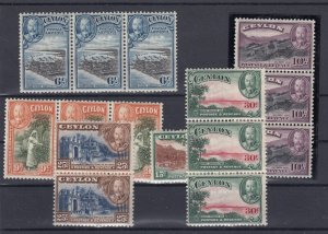 Ceylon KGV 1935 Strip Collection To 30c MH BP9834