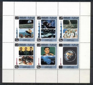 Sharjah 1970 Mi#696-700 History of Space Research (III) sheetlet MUH