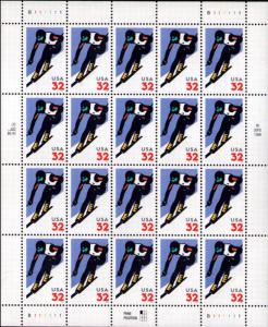 1998 32c Alpine Skiing, Sheet of 20 Scott 3180 Mint F/VF NH