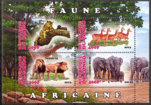 Congo 2013 Animals (1) Panther Lions Elephants Antelopes MNH Cinderella !