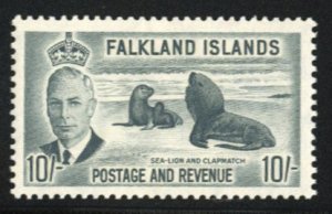 Falkland Islands #119 Cat$30, 1952 10sh gray, hinged