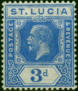 St Lucia 1922 3d Bright Blue SG99 Fine LMM