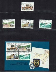 Christmas Island: 1991, Island Police Force,  MNH  set + Miniature Sheet 