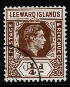 LEEWARD ISLANDS SG95a 1949 ¼d DEEP BROWN FINE USED