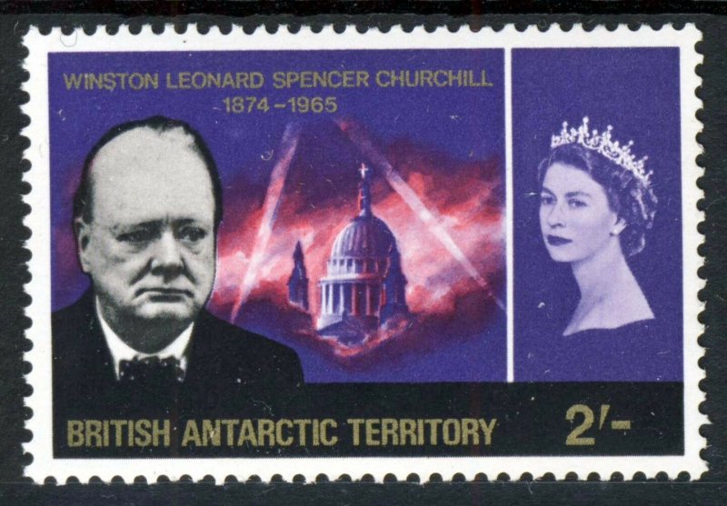 BRITISH ANTARCTIC TERRITORY 1966 Churchill Commemoration 2 Shillings SG 23 MNH 