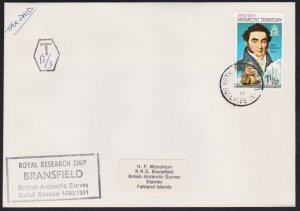 BR ANTARCTIC TERRITORY 1981 TAXED cover Research Ship BRANSFIELD cachet....a8663