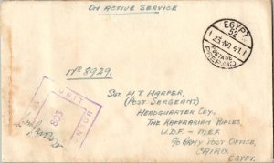 Egypt Soldier's Free Mail 1941 Egypt 52, Postage Prepaid South African Army P...