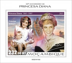 Mozambique - 2021 Princess Diana Anniversary - Stamp Souvenir Sheet MOZ210113b2