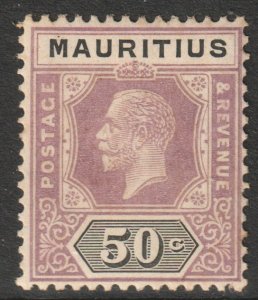 Mauritius Scott 155 - SG200, 1913 George V 50c MH*