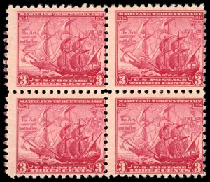 US Sc 736 MLH/MNH BLOCK of 4- 1934 3¢ The Ark & the Dove - See Desc