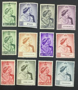 MOMEN: BRITISH COLONIES 1948 SILVER WEDDING 6 SETS MINT OG NH LOT #64744