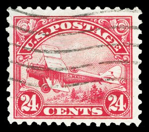 Scott C6 1923 24c Bi-Plane Airmail Used F-VF Thinned Cat $30