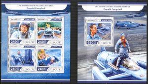 Djibouti 2017 Race Cars Donald Campbell sheet + S/S MNH