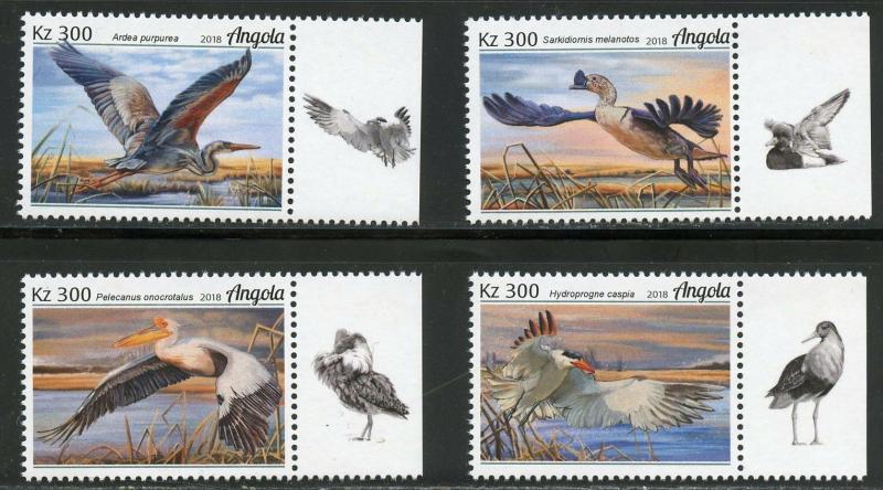 ANGOLA 2018  FAUNA AQUATIC BIRDS SET MINT NH