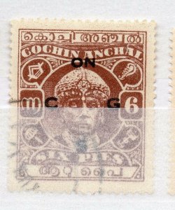 India Cochin 1938-44 Early Issue used Shade of 6a. Optd NW-16068