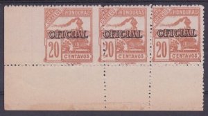 HONDURAS 1898 20c Train optd OFFICIAL - imperf between stamp and margin....A5124