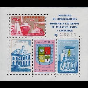 COLOMBIA 1961 - Scott# C410 S/S Popayan LH back toned