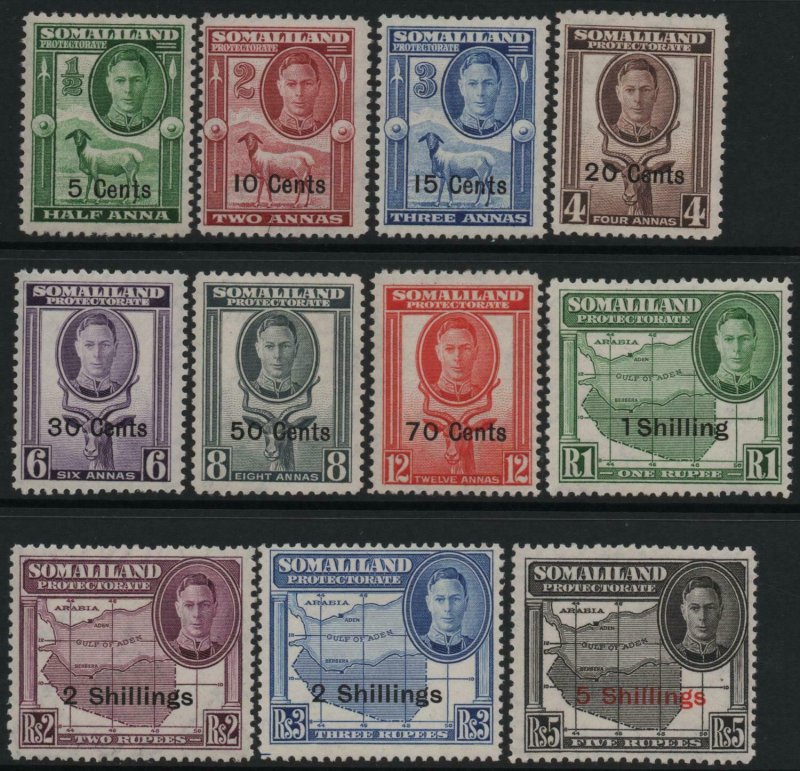 SOMALILAND-1951 Set to 5/- on 5r Sg 125-135 LIGHTLY MOUNTED MINT V39038