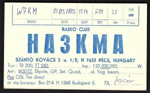 QSL QSO RADIO CARD HA3KMA,Szanto Kovacs, Budapest, Hungary (Q2636)