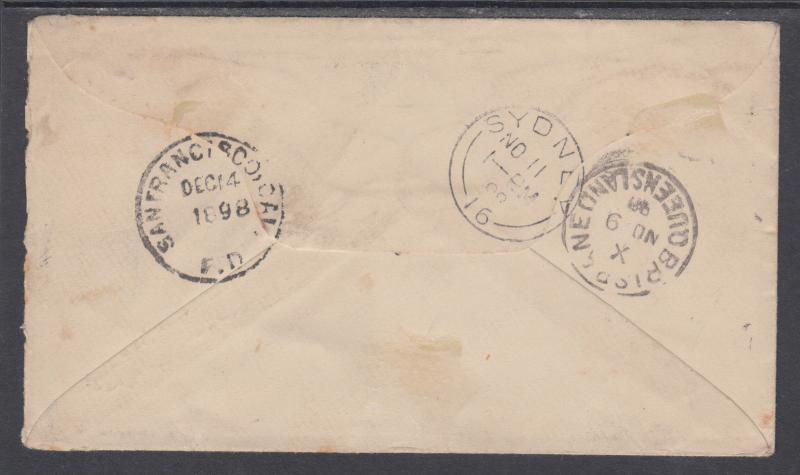 New South Wales Sc 99 on 1898 Underfranked / Postage Due Cover to US 