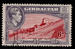 GIBRALTAR GVI SG126, 6d carmine & grey-violet , FINE USED. PERF 13½