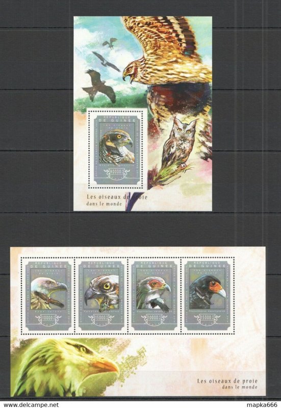 2014 Guinea Birds Of Prey Fauna Les Oieaux De Proe Kb+Bl ** Stamps St653