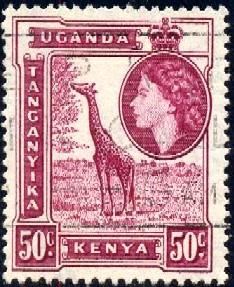 Giraffe, Kenya, Uganda & Tanzania stamp SC#110 used