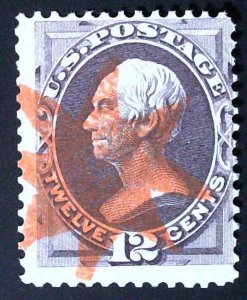 Scott#151 - VG - 12c Dull Violet - Clay - Used with Red NYFM Fancy Cancel - 1870