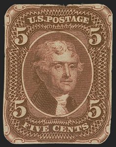 momen: US Stamps #67-E4B DIE II ESSAY ON BROWN TONED PAPER LOT #77662