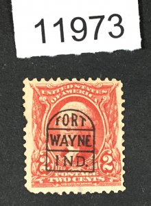 MOMEN: US STAMPS # 301 FANCY FORT WAYNE IND PRECANCEL USED LOT #11973