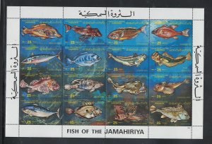 LIBYA 1983 FISH #1107 FULL SHEET, MNH.