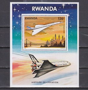 Rwanda, Scott cat. 893. Concorde over New York s/sheet.