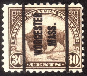 1931, US 30c, American Buffalo, Used, Worcester precancel, Sc 700