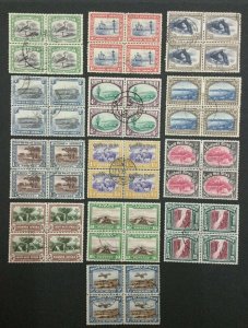 MOMEN: SOUTH WEST AFRICA SG #74-86 1931 BLOCKS USED LOT #60090