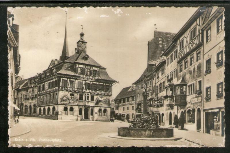 Switzerland 1938 Stein Town Hall Square Used View Post Card to India # 1454-36