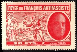 1937 Spain Civil War Propaganda Stamp 10 Centimos Home French Anti Fascists