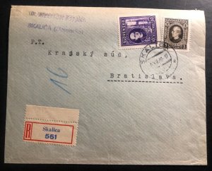 1940 Skalica Slovakia Registered Cover To Bratislava
