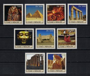 S. TOME E PRINCIPE 2003 - Ancient Egypt, monuments (1) / complete set MNH