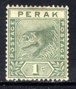 Perak Malaya 1892 - 95 QV 1ct Green MM SG 61 ( A867 )