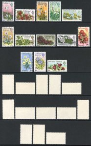 Falkland Is SG263/75 set definitives overprinted for decimal currency U/M