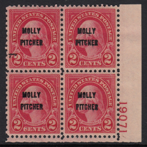 United States #646, Molly Pitcher block of 4, MNH