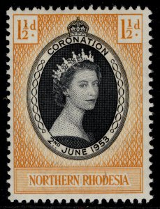 NORTHERN RHODESIA QEII SG60, 1½d black & yellow-orange, NH MINT.